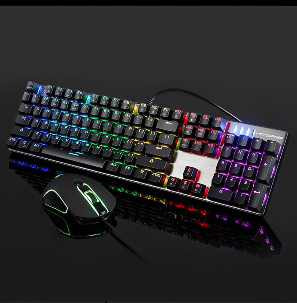 Motospeed CK888 Gamering Office Mechanical Keyboard 104 Key USB Wired Keypad Mouse Set Blue Switch RGB Backlight For PC Laptop Motospeed CK888 Gamering Office Mechanical Keyboard 104 Key USB Wired Keypad Mouse Set Blue Switch RGB Backlight For PC Laptop