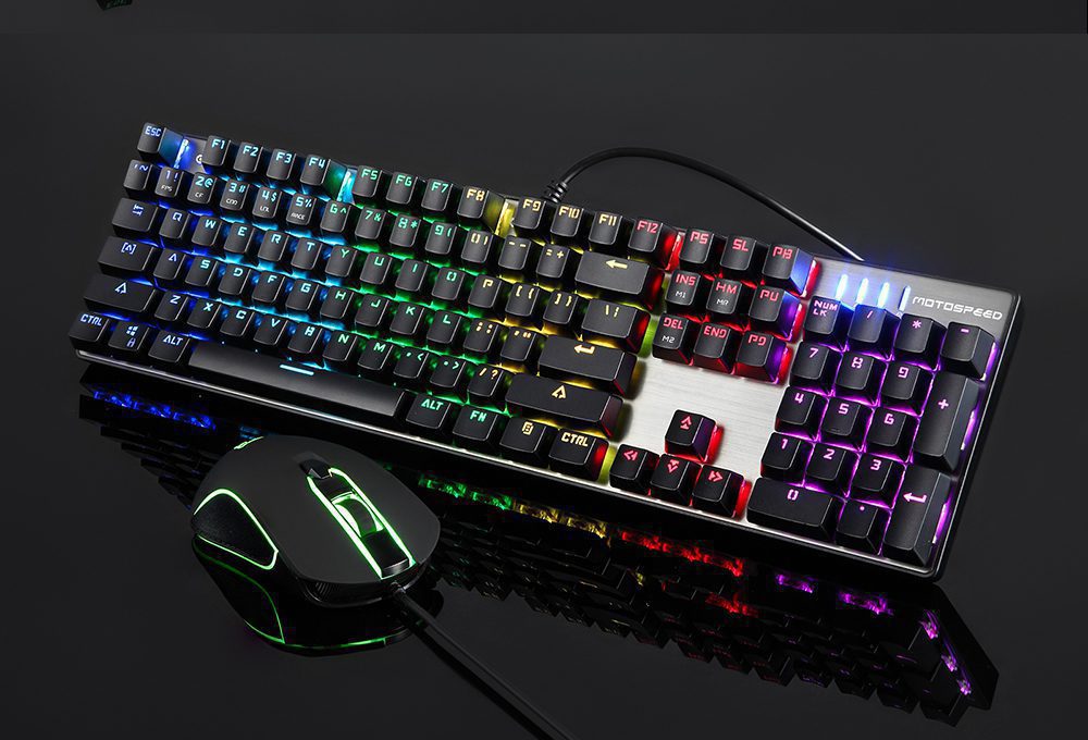 Motospeed CK888 Gamering Office Mechanical Keyboard 104 Key USB Wired Keypad Mouse Set Blue Switch RGB Backlight For PC Laptop Motospeed CK888 Gamering Office Mechanical Keyboard 104 Key USB Wired Keypad Mouse Set Blue Switch RGB Backlight For PC Laptop