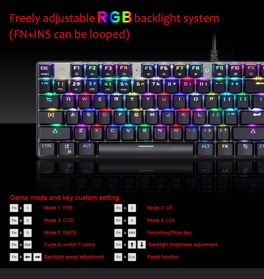 Motospeed CK888 Gamering Office Mechanical Keyboard 104 Key USB Wired Keypad Mouse Set Blue Switch RGB Backlight For PC Laptop Motospeed CK888 Gamering Office Mechanical Keyboard 104 Key USB Wired Keypad Mouse Set Blue Switch RGB Backlight For PC Laptop