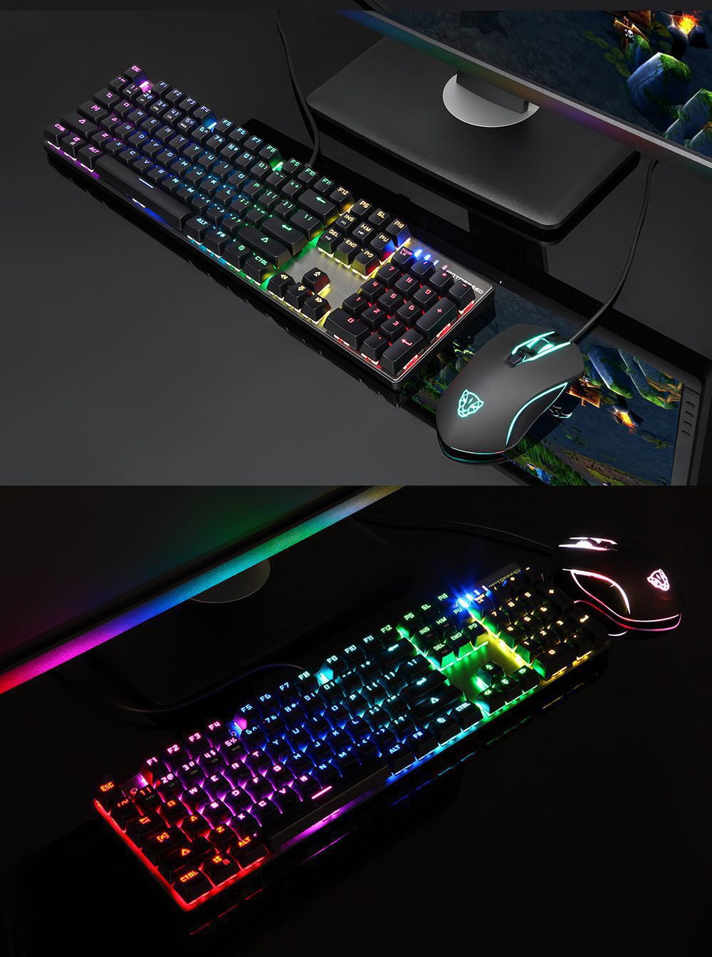 Motospeed CK888 Gamering Office Mechanical Keyboard 104 Key USB Wired Keypad Mouse Set Blue Switch RGB Backlight For PC Laptop Motospeed CK888 Gamering Office Mechanical Keyboard 104 Key USB Wired Keypad Mouse Set Blue Switch RGB Backlight For PC Laptop