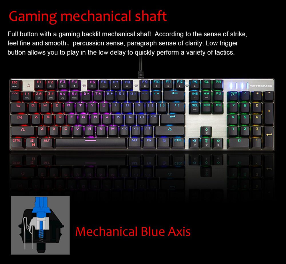 Motospeed CK888 Gamering Office Mechanical Keyboard 104 Key USB Wired Keypad Mouse Set Blue Switch RGB Backlight For PC Laptop Motospeed CK888 Gamering Office Mechanical Keyboard 104 Key USB Wired Keypad Mouse Set Blue Switch RGB Backlight For PC Laptop