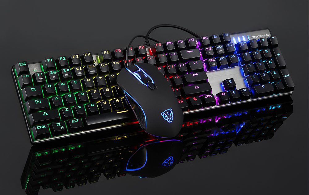 Motospeed CK888 Gamering Office Mechanical Keyboard 104 Key USB Wired Keypad Mouse Set Blue Switch RGB Backlight For PC Laptop Motospeed CK888 Gamering Office Mechanical Keyboard 104 Key USB Wired Keypad Mouse Set Blue Switch RGB Backlight For PC Laptop