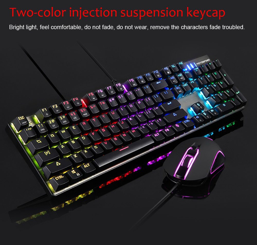 Motospeed CK888 Gamering Office Mechanical Keyboard 104 Key USB Wired Keypad Mouse Set Blue Switch RGB Backlight For PC Laptop Motospeed CK888 Gamering Office Mechanical Keyboard 104 Key USB Wired Keypad Mouse Set Blue Switch RGB Backlight For PC Laptop