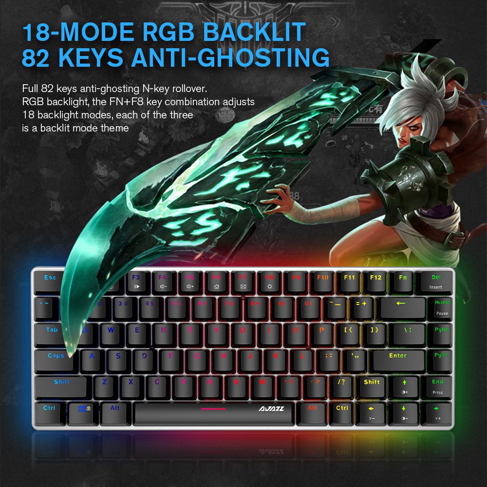 Ajazz AK33 82 Keys Gaming Mechanical Keyboard RGB Backlit Anti-ghosting Black Blue Red Switch Wired Keyboard for Tablet Desktop Ajazz AK33 82 Keys Gaming Mechanical Keyboard RGB Backlit Anti-ghosting Black Blue Red Switch Wired Keyboard for Tablet Desktop