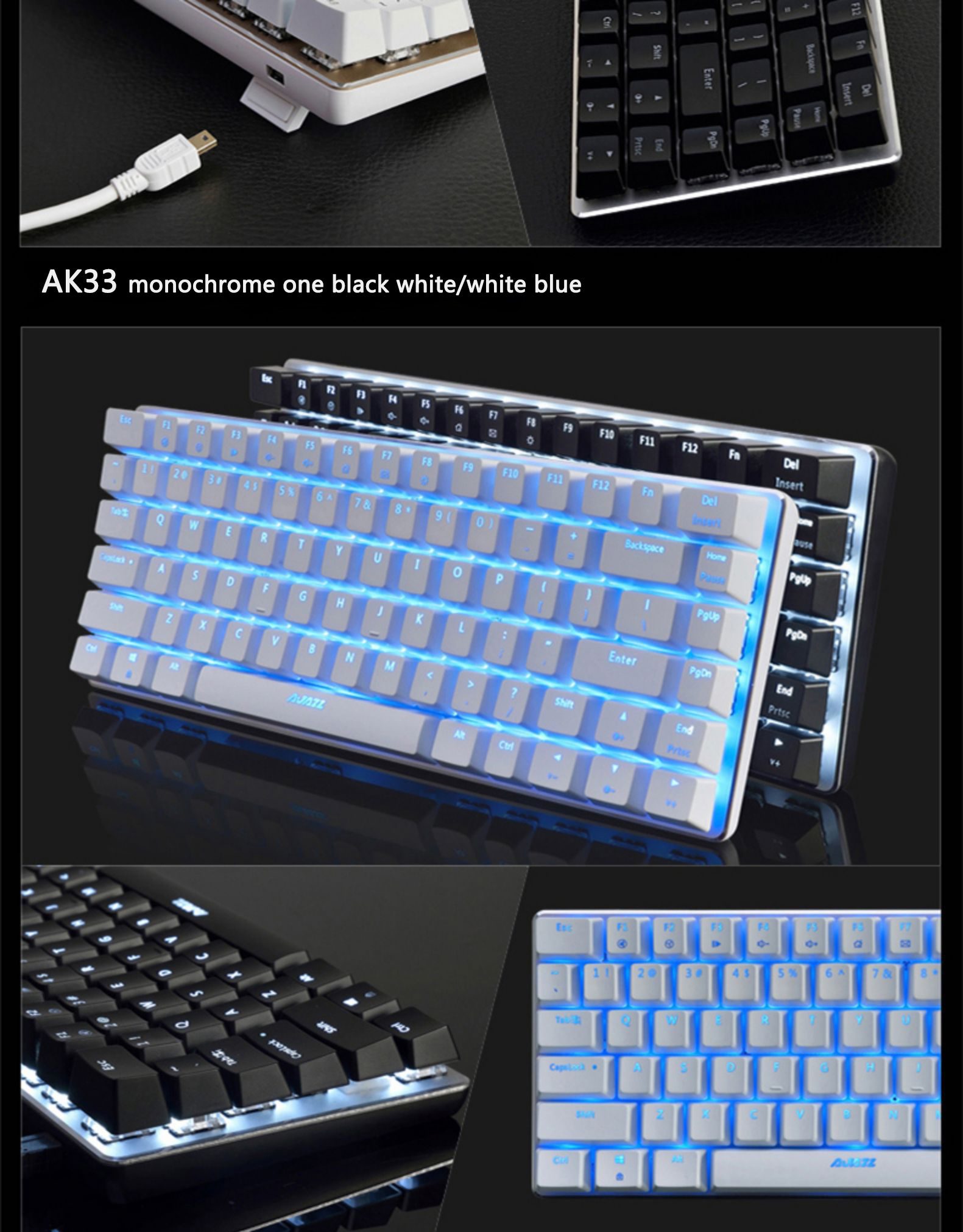 Ajazz AK33 82 Keys Gaming Mechanical Keyboard RGB Backlit Anti-ghosting Black Blue Red Switch Wired Keyboard for Tablet Desktop Ajazz AK33 82 Keys Gaming Mechanical Keyboard RGB Backlit Anti-ghosting Black Blue Red Switch Wired Keyboard for Tablet Desktop