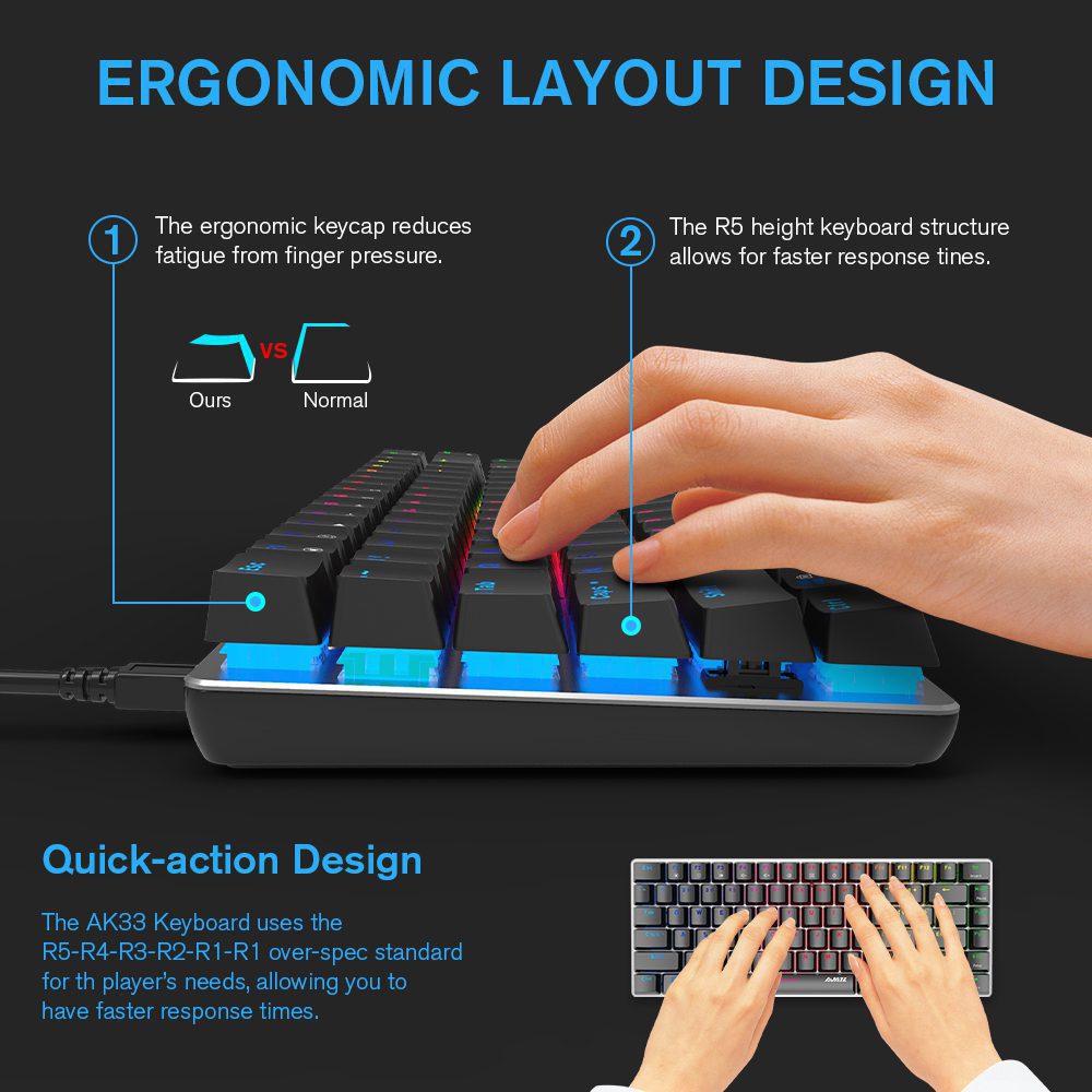 Ajazz AK33 82 Keys Gaming Mechanical Keyboard RGB Backlit Anti-ghosting Black Blue Red Switch Wired Keyboard for Tablet Desktop Ajazz AK33 82 Keys Gaming Mechanical Keyboard RGB Backlit Anti-ghosting Black Blue Red Switch Wired Keyboard for Tablet Desktop