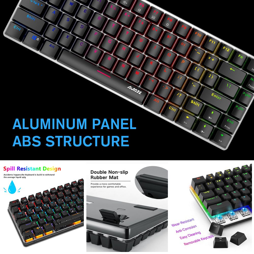 Ajazz AK33 82 Keys Gaming Mechanical Keyboard RGB Backlit Anti-ghosting Black Blue Red Switch Wired Keyboard for Tablet Desktop Ajazz AK33 82 Keys Gaming Mechanical Keyboard RGB Backlit Anti-ghosting Black Blue Red Switch Wired Keyboard for Tablet Desktop