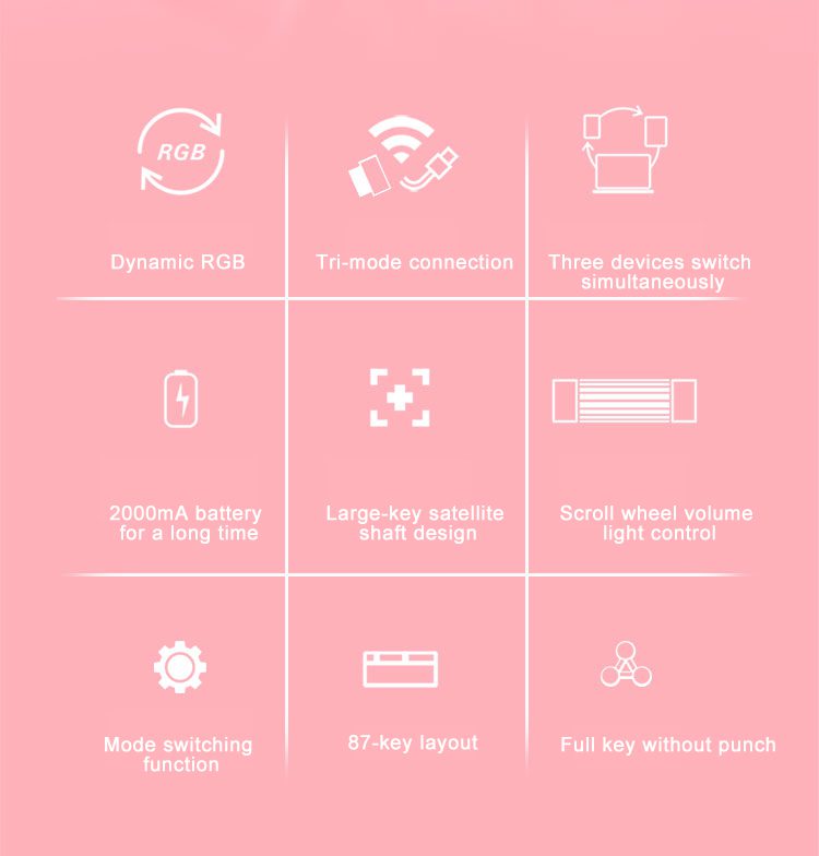 AJAZZ New K870T PRO 87 Keys 3 Mode Bluetooth Gaming Mechanical Keyboard RGB Backlit Wireless Keyboards Hot Swappable Ergonomic AJAZZ New K870T PRO 87 Keys 3 Mode Bluetooth Gaming Mechanical Keyboard RGB Backlit Wireless Keyboards Hot Swappable Ergonomic