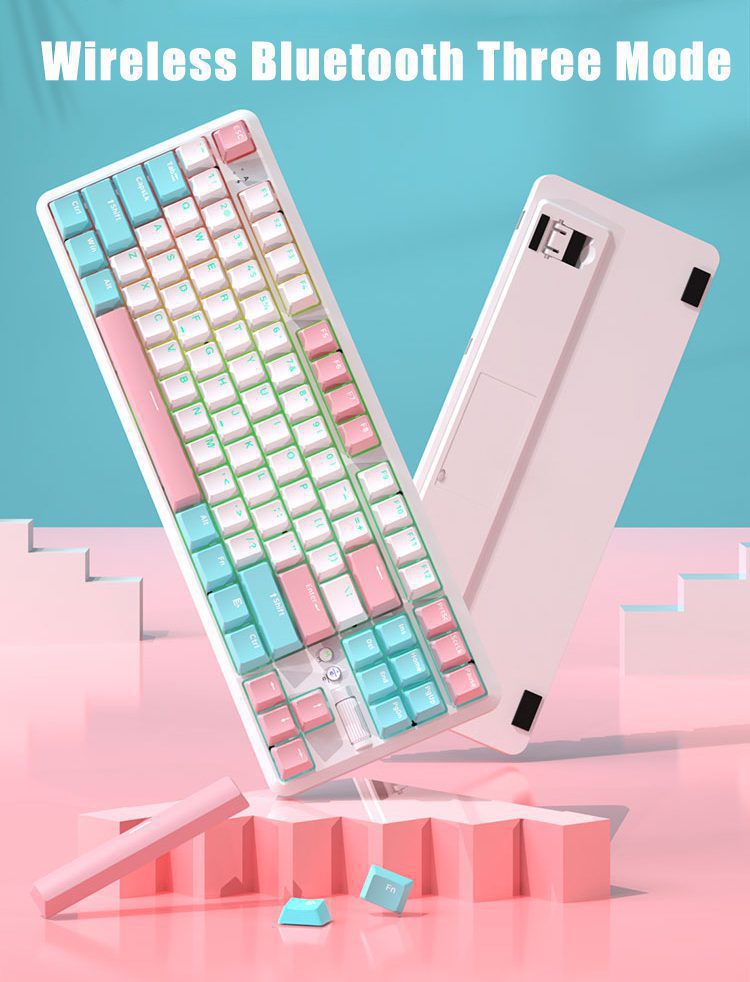 AJAZZ New K870T PRO 87 Keys 3 Mode Bluetooth Gaming Mechanical Keyboard RGB Backlit Wireless Keyboards Hot Swappable Ergonomic AJAZZ New K870T PRO 87 Keys 3 Mode Bluetooth Gaming Mechanical Keyboard RGB Backlit Wireless Keyboards Hot Swappable Ergonomic