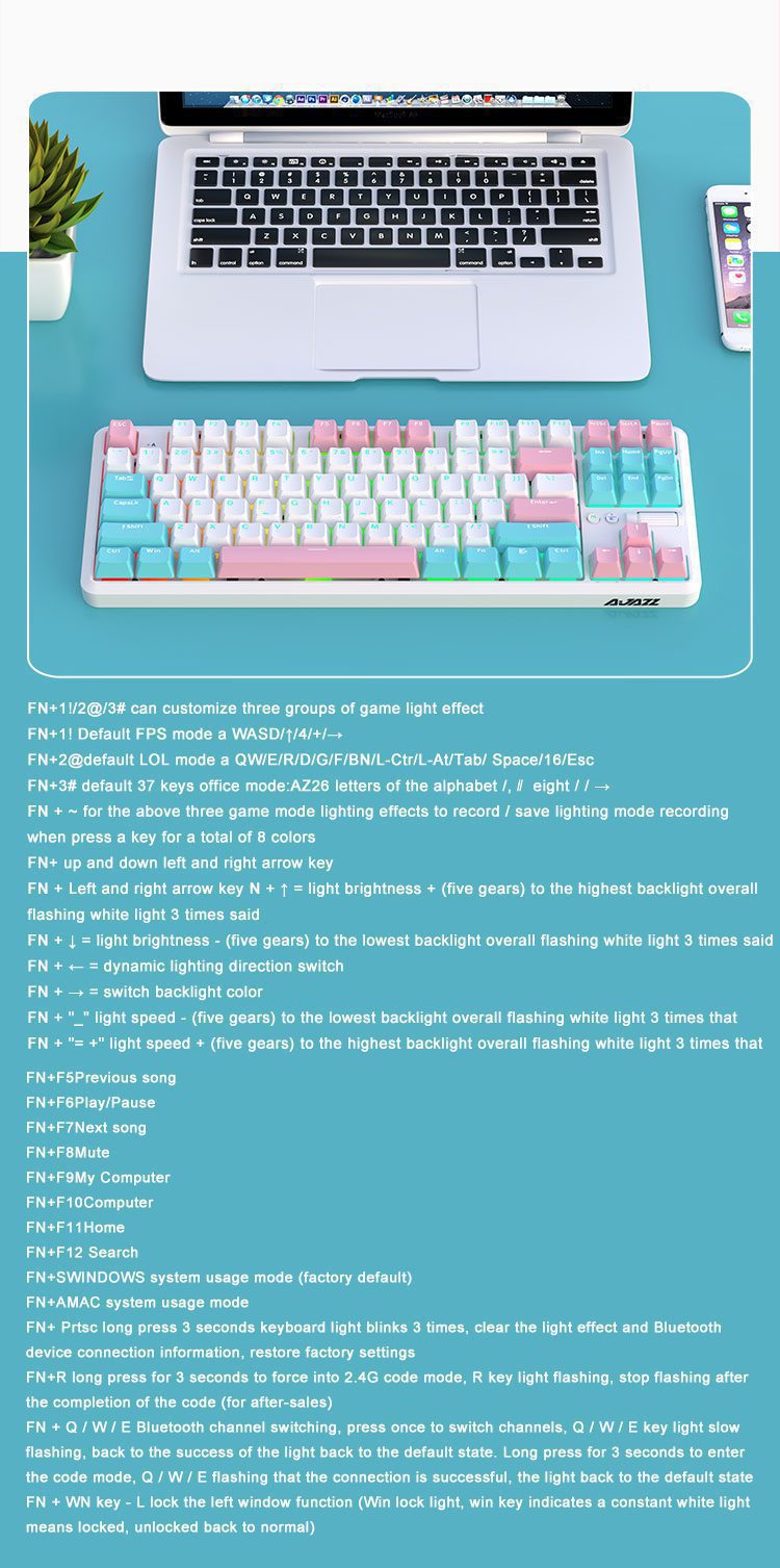 AJAZZ New K870T PRO 87 Keys 3 Mode Bluetooth Gaming Mechanical Keyboard RGB Backlit Wireless Keyboards Hot Swappable Ergonomic AJAZZ New K870T PRO 87 Keys 3 Mode Bluetooth Gaming Mechanical Keyboard RGB Backlit Wireless Keyboards Hot Swappable Ergonomic