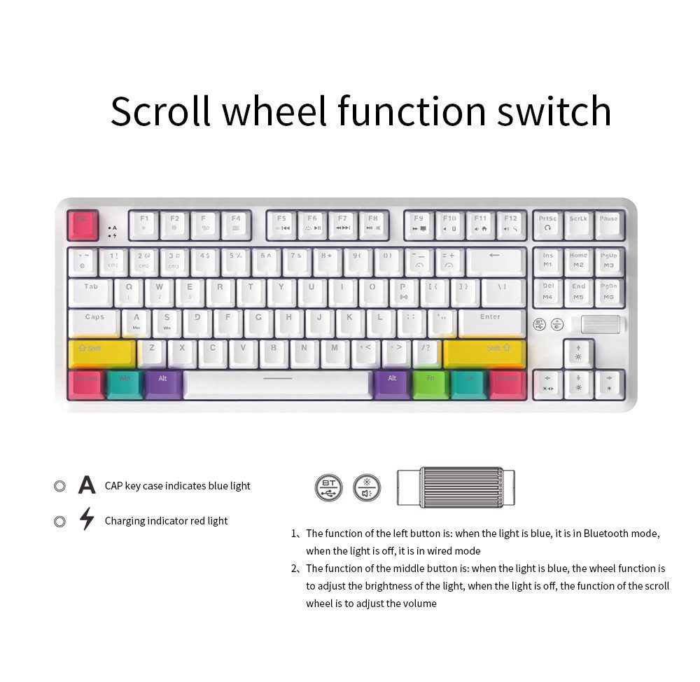 Ajazz K870T Hot Swap Mechanical Keyboard Wireless Bluetooth Dual Mode 87keys RGB Backlit Gaming Keyboard Red Switch For Desktop Ajazz K870T Hot Swap Mechanical Keyboard Wireless Bluetooth Dual Mode 87keys RGB Backlit Gaming Keyboard Red Switch For Desktop