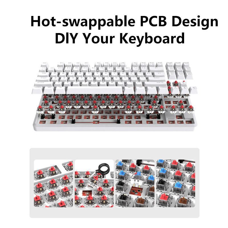 Ajazz K870T Hot Swap Mechanical Keyboard Wireless Bluetooth Dual Mode 87keys RGB Backlit Gaming Keyboard Red Switch For Desktop Ajazz K870T Hot Swap Mechanical Keyboard Wireless Bluetooth Dual Mode 87keys RGB Backlit Gaming Keyboard Red Switch For Desktop