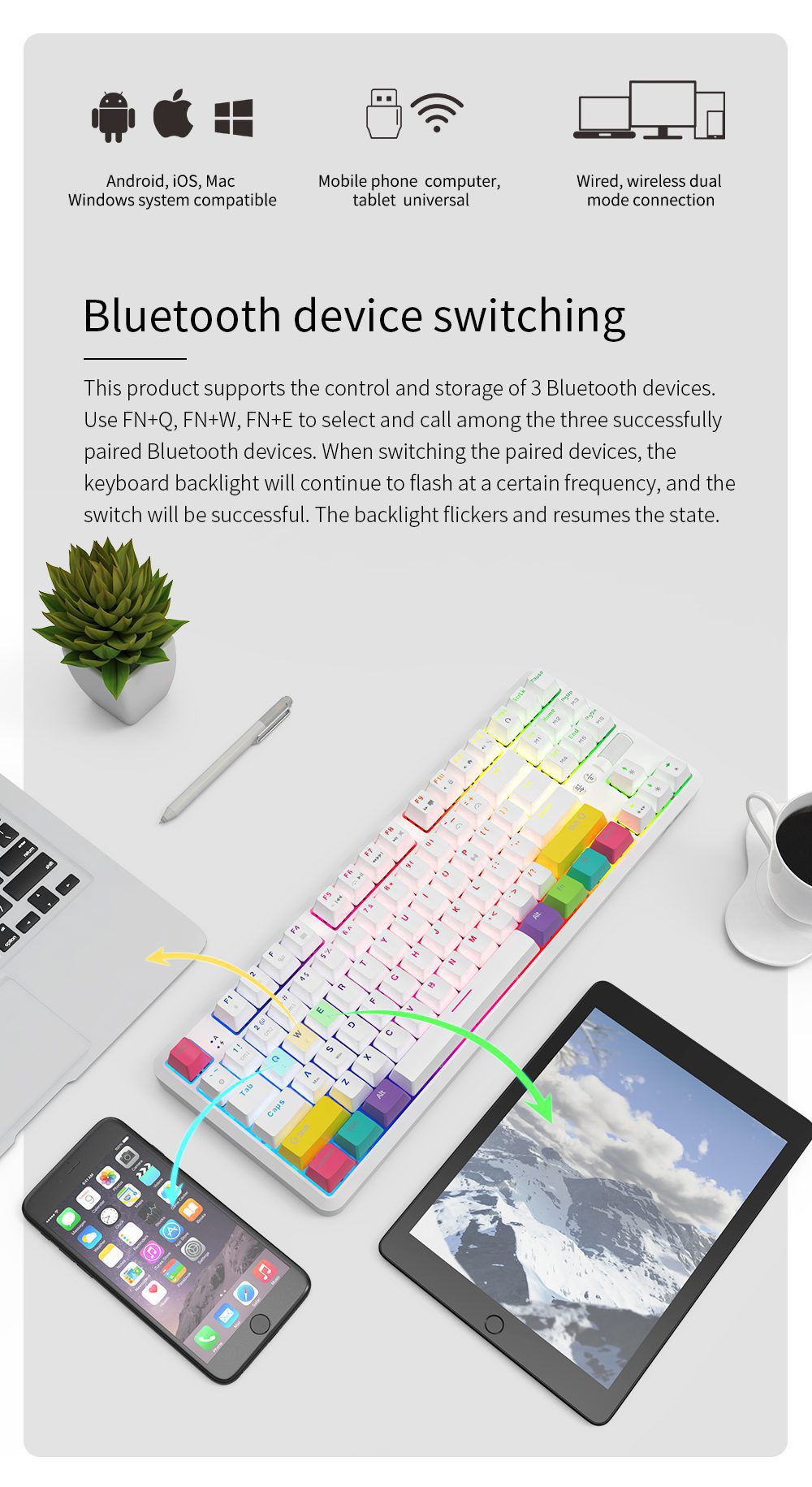 Ajazz K870T Hot Swap Mechanical Keyboard Wireless Bluetooth Dual Mode 87keys RGB Backlit Gaming Keyboard Red Switch For Desktop Ajazz K870T Hot Swap Mechanical Keyboard Wireless Bluetooth Dual Mode 87keys RGB Backlit Gaming Keyboard Red Switch For Desktop