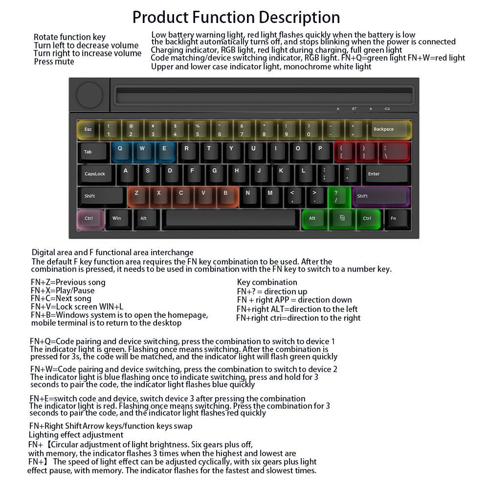 AJAZZ K620T Bluetooth Mechanical Keyboard 62Keys RGB Backlit Wireless Dual-mode Gaming Keyboard Hot Swap Keyboard for PC Laptop AJAZZ K620T Bluetooth Mechanical Keyboard 62Keys RGB Backlit Wireless Dual-mode Gaming Keyboard Hot Swap Keyboard for PC Laptop