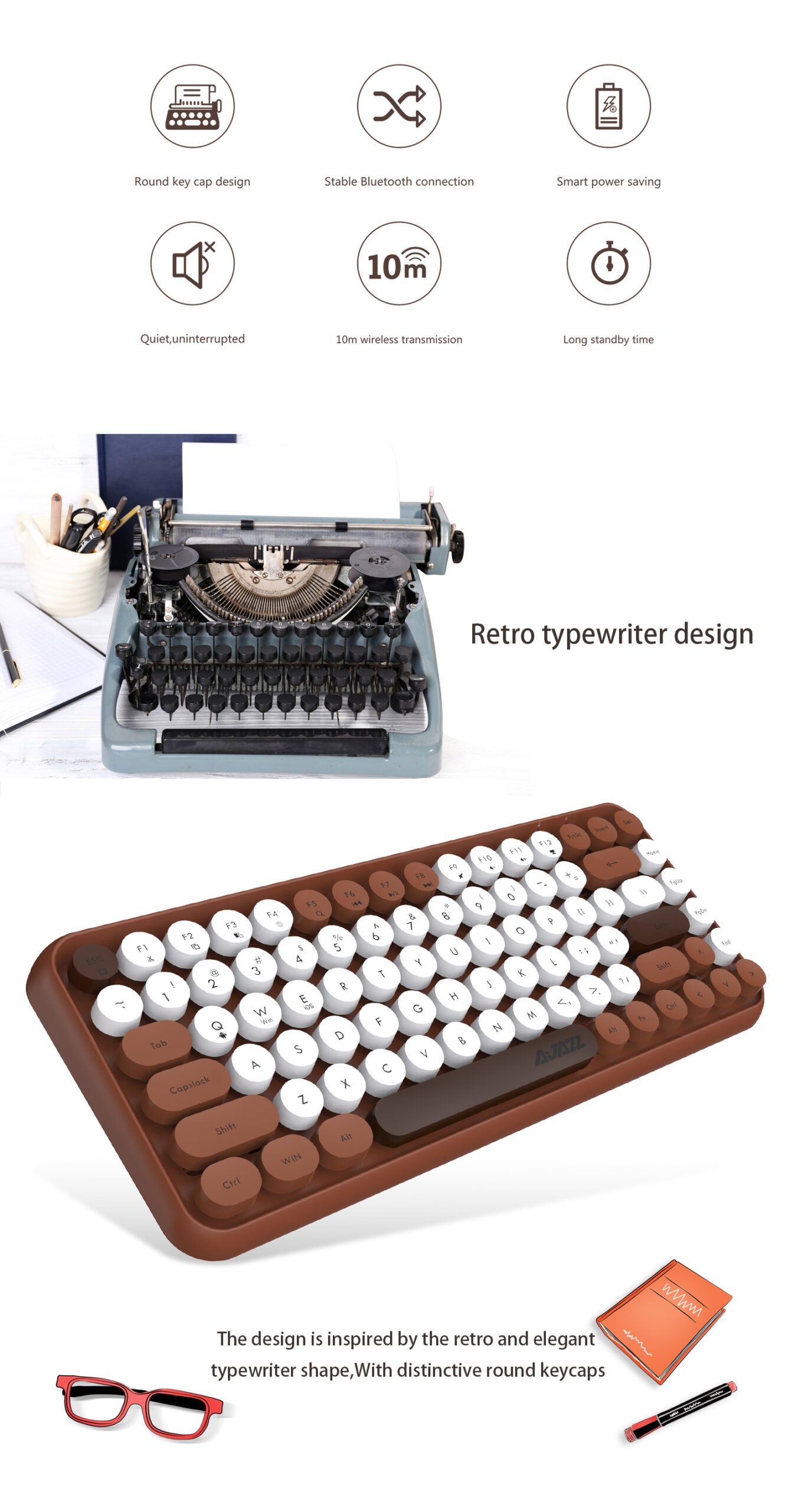 Ajazz 308I Wireless Keyboard 18/84 Keys Round Keycap Bluetooth Keyboard Portable 2.4GHz Numeric Keypad for Tablet Laptop Android Ajazz 308I Wireless Keyboard 18/84 Keys Round Keycap Bluetooth Keyboard Portable 2.4GHz Numeric Keypad for Tablet Laptop Android