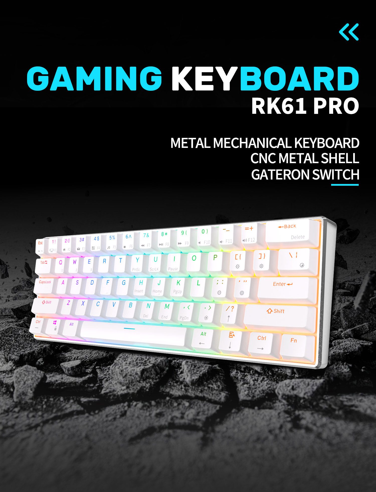 ROYAL KLUDGE RK61 PRO 2.4G Wireless Mechanical Keyboard Aluminium Frame 60% Compact RGB Backlight USB Bluetooth Gamer Keyboard ROYAL KLUDGE RK61 PRO 2.4G Wireless Mechanical Keyboard Aluminium Frame 60% Compact RGB Backlight USB Bluetooth Gamer Keyboard