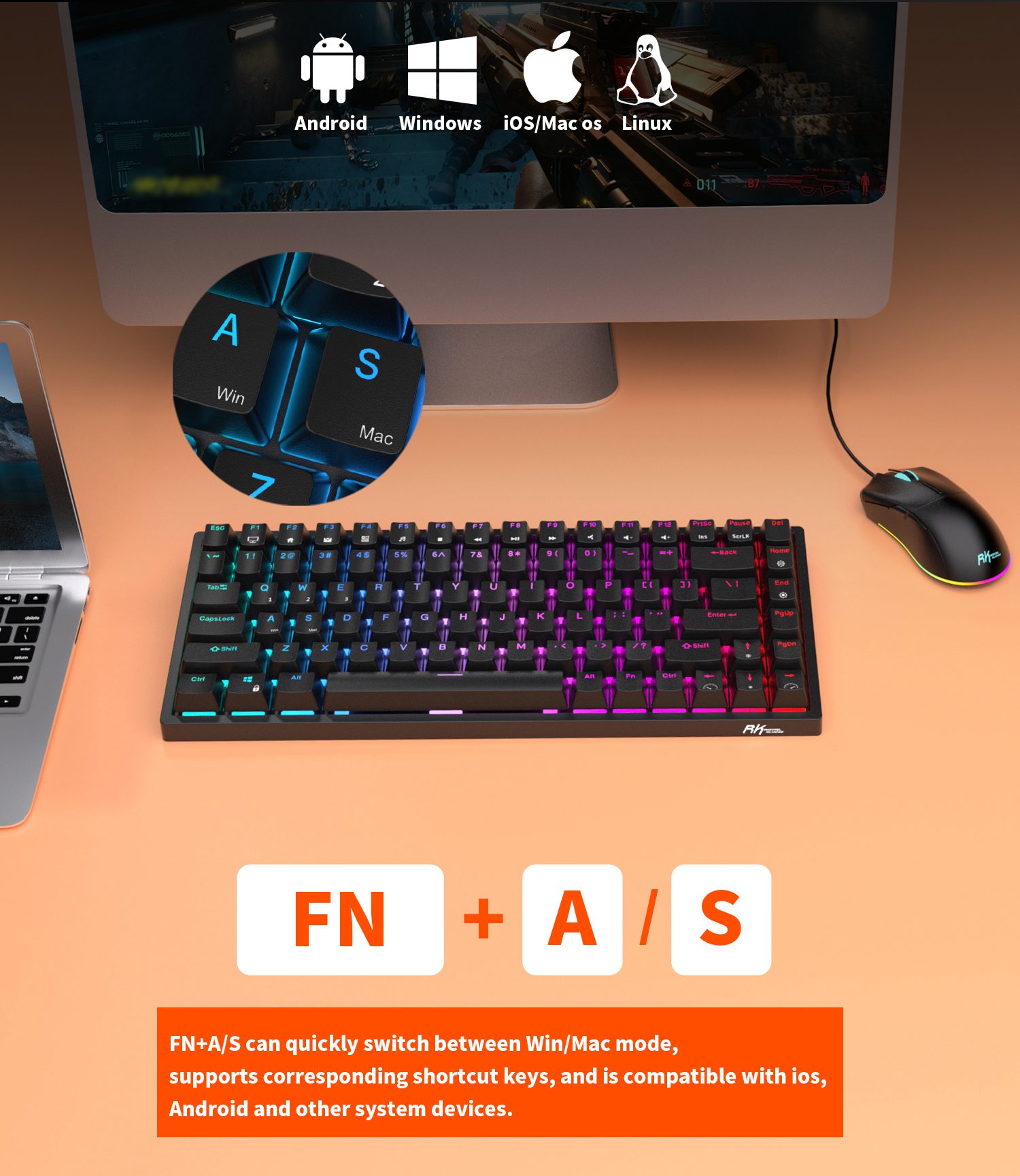 RK84 Royal Kludge Bluetooth Tri-Mode 2.4G Wireless 84 Keys Hot Swappable RGB Gaming Mechanical Keyboard for Win/Mac Office Gamer RK84 Royal Kludge Bluetooth Tri-Mode 2.4G Wireless 84 Keys Hot Swappable RGB Gaming Mechanical Keyboard for Win/Mac Office Gamer