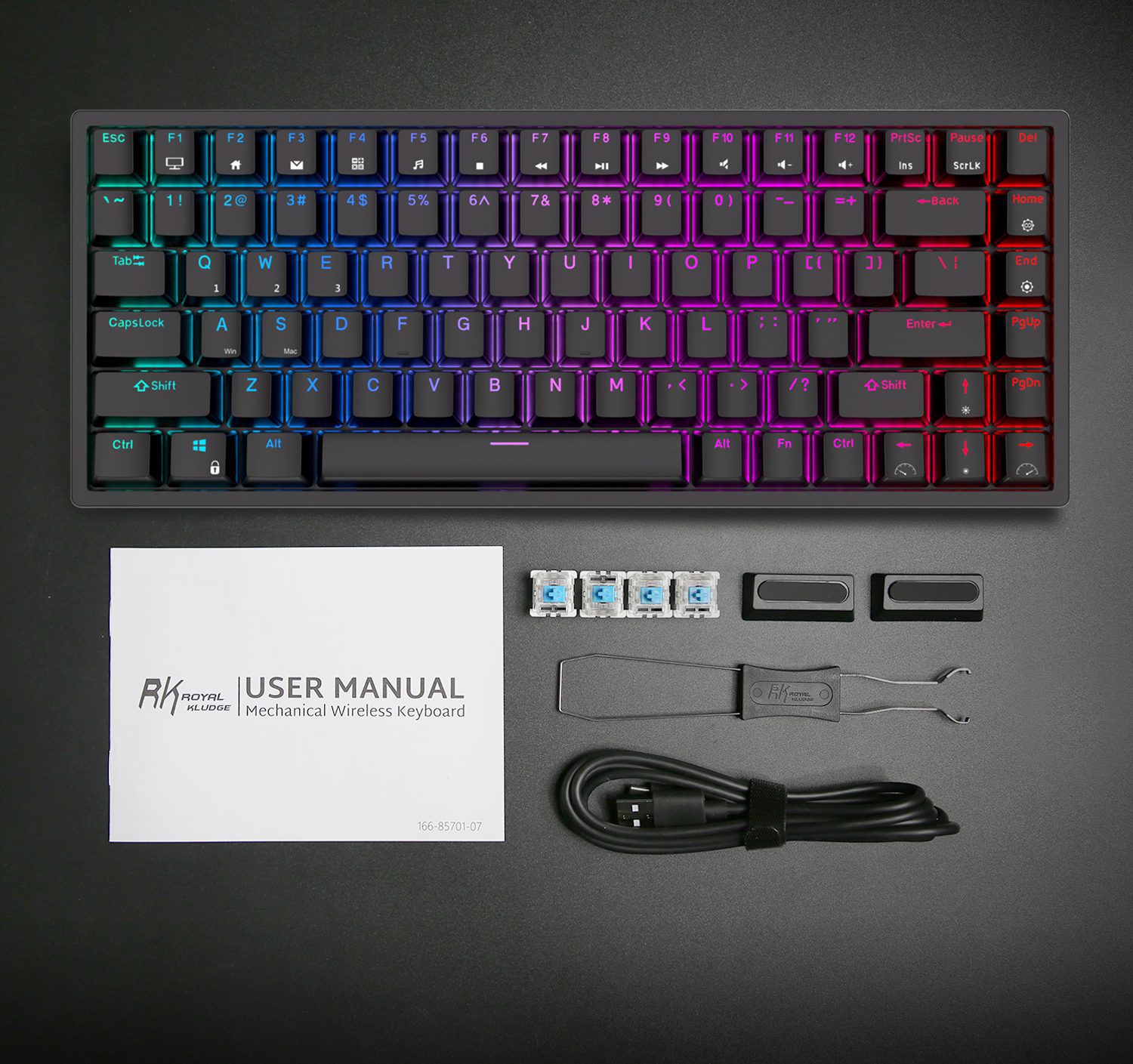 RK84 Royal Kludge Bluetooth Tri-Mode 2.4G Wireless 84 Keys Hot Swappable RGB Gaming Mechanical Keyboard for Win/Mac Office Gamer RK84 Royal Kludge Bluetooth Tri-Mode 2.4G Wireless 84 Keys Hot Swappable RGB Gaming Mechanical Keyboard for Win/Mac Office Gamer