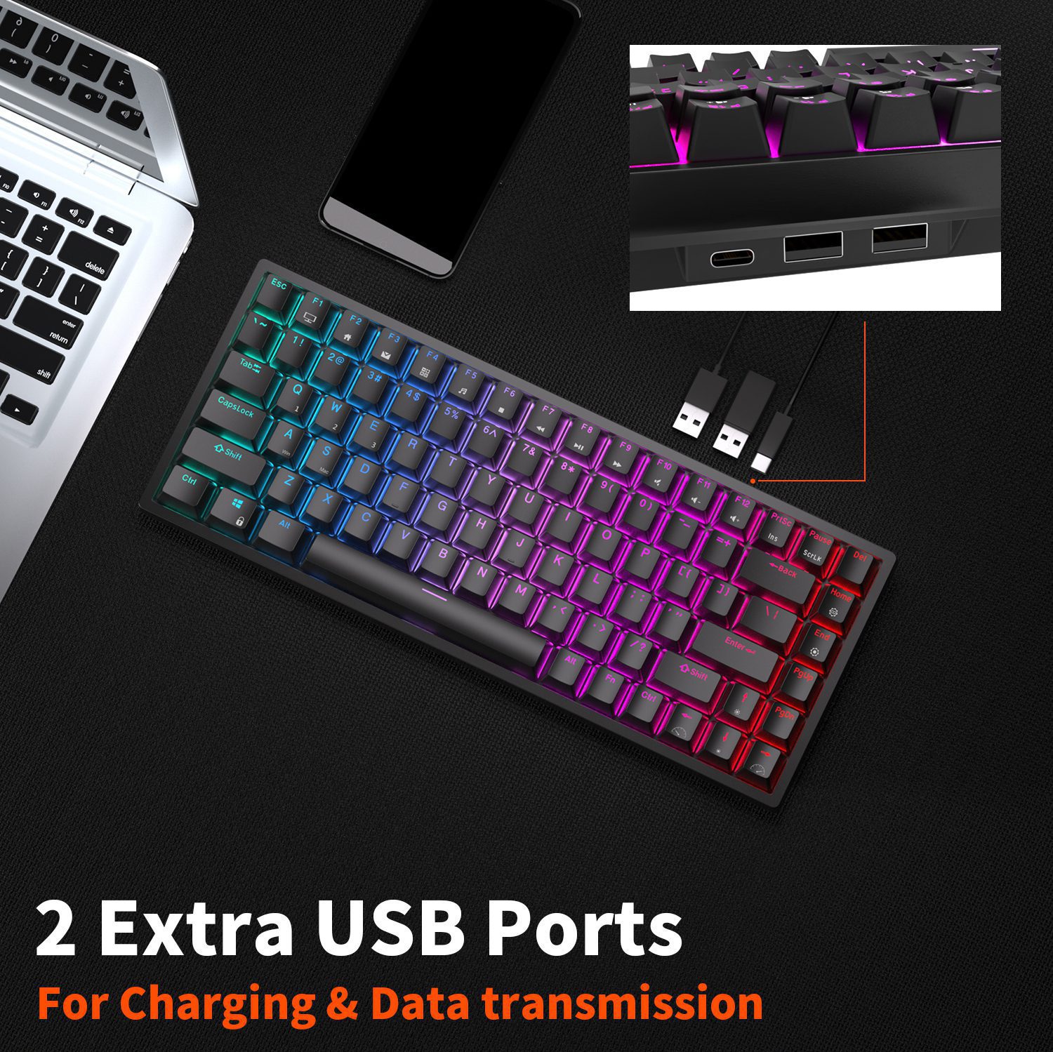 RK ROYAL KLUDGE RK84 75% RGB Triple Mode Mechanical Keyboard BT5.0/2.4G/USB-C 84 Hot Swappable Bluetooth Wireless Gamer Keyboard RK ROYAL KLUDGE RK84 75% RGB Triple Mode Mechanical Keyboard BT5.0/2.4G/USB-C 84 Hot Swappable Bluetooth Wireless Gamer Keyboard