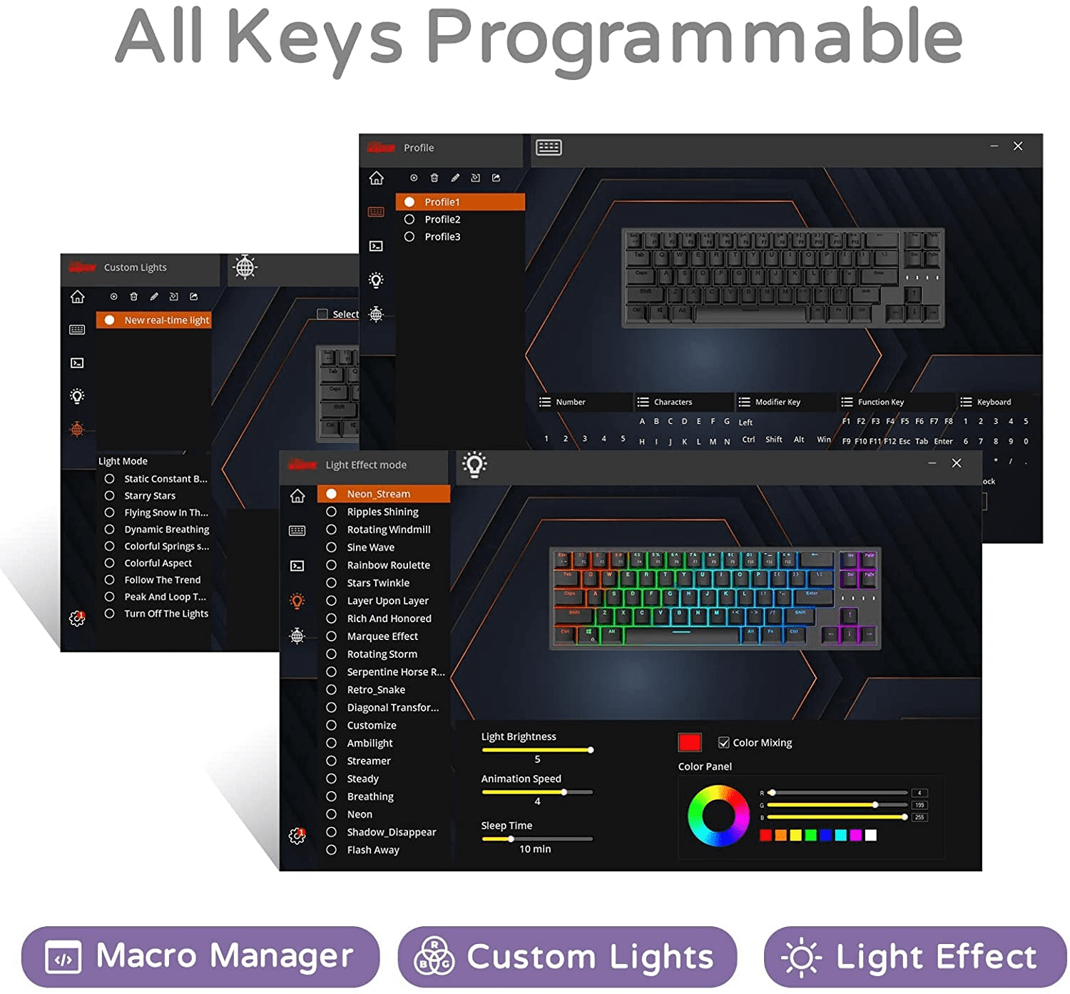 RK871/RK68 Plus 2.4G Wireless Bluetooth Mechanical Keyboard 68 Keys 65% RGB Backlight Hot Swappable Gaming Keyboard Royal Kludge RK871/RK68 Plus 2.4G Wireless Bluetooth Mechanical Keyboard 68 Keys 65% RGB Backlight Hot Swappable Gaming Keyboard Royal Kludge