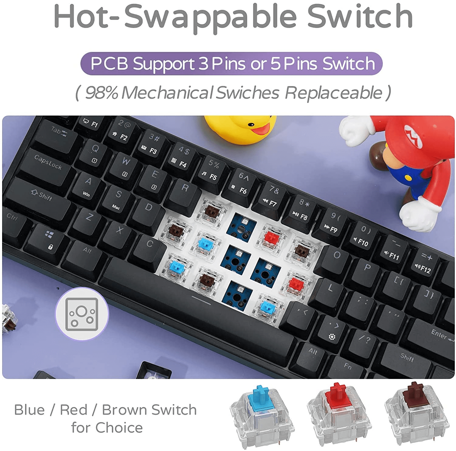 RK871/RK68 Plus 2.4G Wireless Bluetooth Mechanical Keyboard 68 Keys 65% RGB Backlight Hot Swappable Gaming Keyboard Royal Kludge RK871/RK68 Plus 2.4G Wireless Bluetooth Mechanical Keyboard 68 Keys 65% RGB Backlight Hot Swappable Gaming Keyboard Royal Kludge