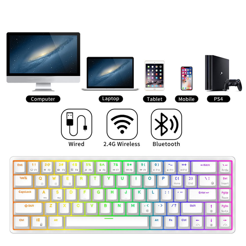 RK ROYAL KLUDGE RKG68 2.4G Wireless Bluetooth 65% Mechanical Keyboard RGB Backlit 68 Keys Hot Swappable Tri-mode Gaming Keyboard RK ROYAL KLUDGE RKG68 2.4G Wireless Bluetooth 65% Mechanical Keyboard RGB Backlit 68 Keys Hot Swappable Tri-mode Gaming Keyboard