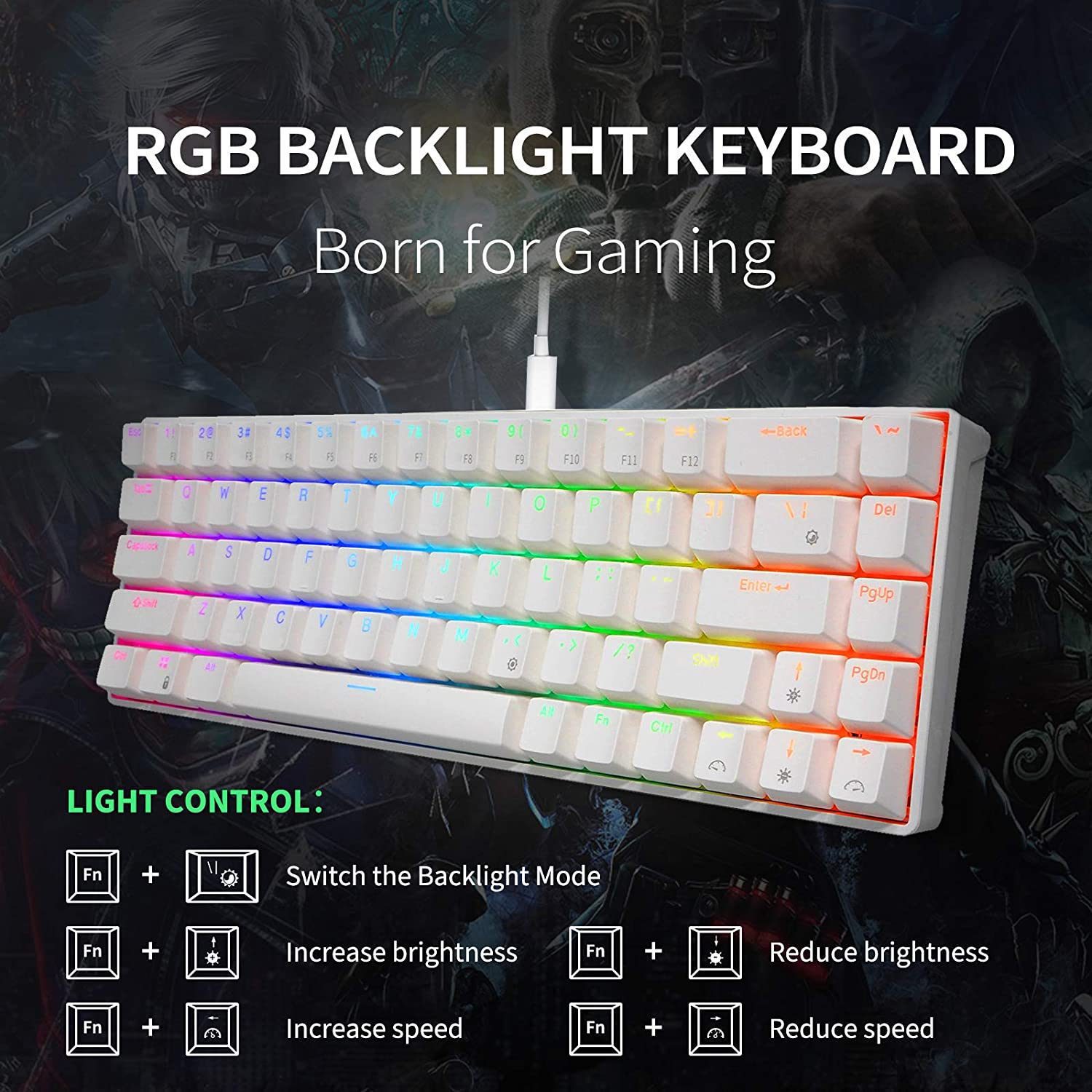 RK ROYAL KLUDGE RKG68 2.4G Wireless Bluetooth 65% Mechanical Keyboard RGB Backlit 68 Keys Hot Swappable Tri-mode Gaming Keyboard RK ROYAL KLUDGE RKG68 2.4G Wireless Bluetooth 65% Mechanical Keyboard RGB Backlit 68 Keys Hot Swappable Tri-mode Gaming Keyboard