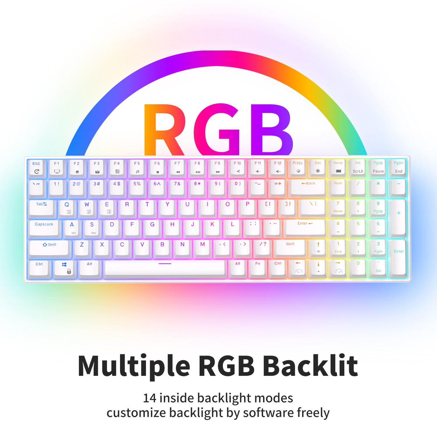 RK ROYAL KLUDGE RK100 2.4G Wireless/Bluetooth/Wired RGB Mechanical Keyboard 100 Keys Hot Swappable Gaming Keyboard for Win/Mac RK ROYAL KLUDGE RK100 2.4G Wireless/Bluetooth/Wired RGB Mechanical Keyboard 100 Keys Hot Swappable Gaming Keyboard for Win/Mac