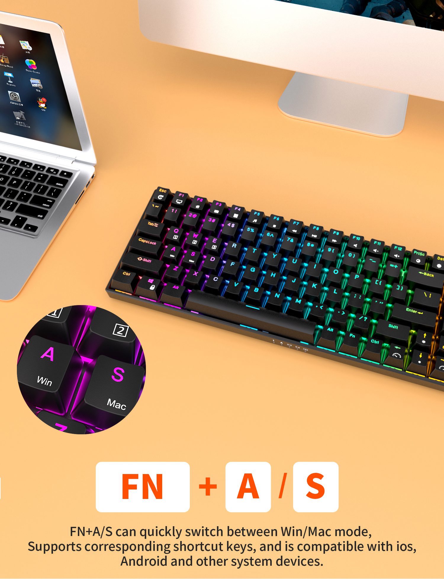 RK ROYAL KLUDGE RK100 2.4G Wireless/Bluetooth/Wired RGB Mechanical Keyboard 100 Keys Hot Swappable Gaming Keyboard for Win/Mac RK ROYAL KLUDGE RK100 2.4G Wireless/Bluetooth/Wired RGB Mechanical Keyboard 100 Keys Hot Swappable Gaming Keyboard for Win/Mac