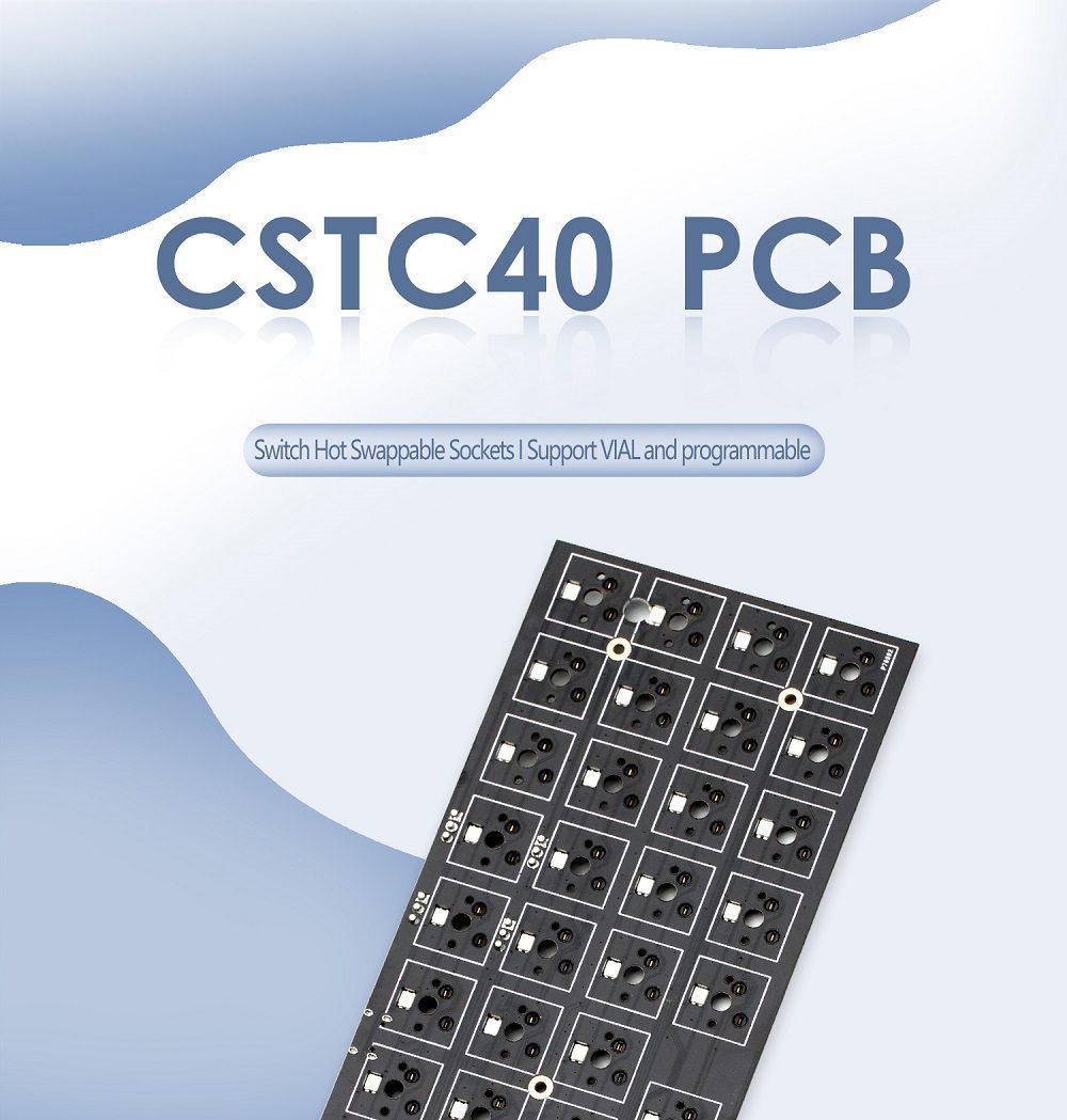 CSTC40 40 RGB 40% hot Swappable Mechanical Keyboard PCB Programmed qmk VIA VIAL Firmware rgb switch underglow type c planck CSTC40 40 RGB 40% hot Swappable Mechanical Keyboard PCB Programmed qmk VIA VIAL Firmware rgb switch underglow type c planck