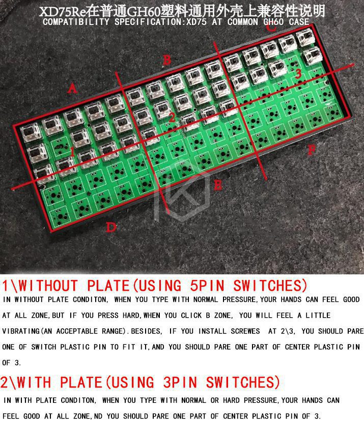 xd75re xd75am xd75 Custom Mechanical Keyboard 75 keys Underglow RGB PCB GH60 60% programmed gh60 kle planck hot-swappable switch xd75re xd75am xd75 Custom Mechanical Keyboard 75 keys Underglow RGB PCB GH60 60% programmed gh60 kle planck hot-swappable switch