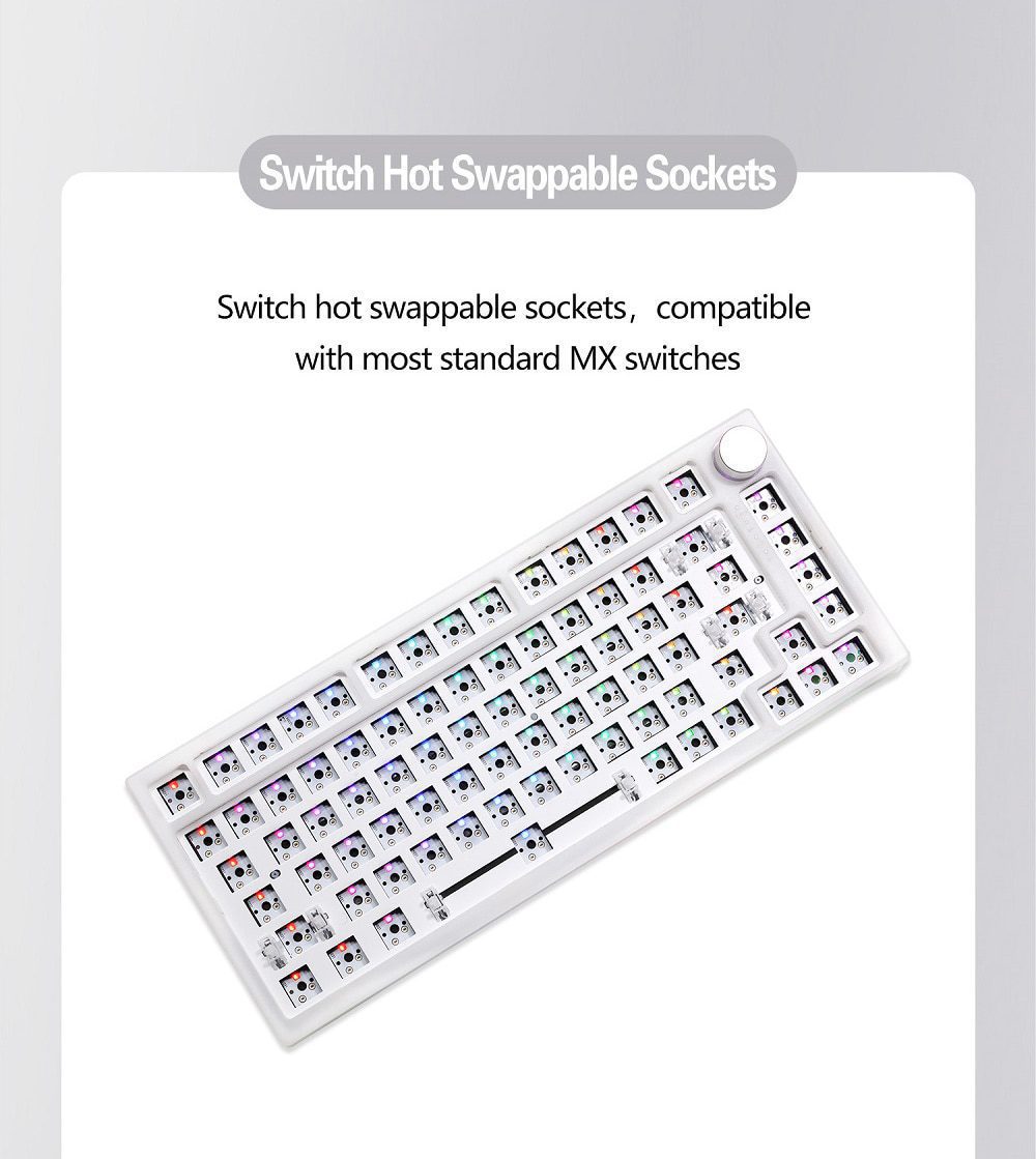 Feker IK75 Pro 3 Mode Wireless 75% Gasket Mechanical Keyboard kit hot swappable switch lighting effects RGB led type c 2.4G BT Feker IK75 Pro 3 Mode Wireless 75% Gasket Mechanical Keyboard kit hot swappable switch lighting effects RGB led type c 2.4G BT