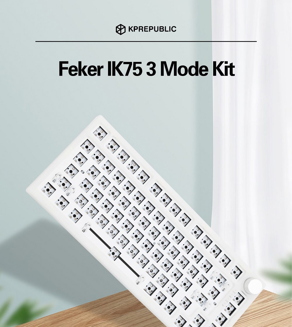 Feker IK75 Pro 3 Mode Wireless 75% Gasket Mechanical Keyboard kit hot swappable switch lighting effects RGB led type c 2.4G BT Feker IK75 Pro 3 Mode Wireless 75% Gasket Mechanical Keyboard kit hot swappable switch lighting effects RGB led type c 2.4G BT