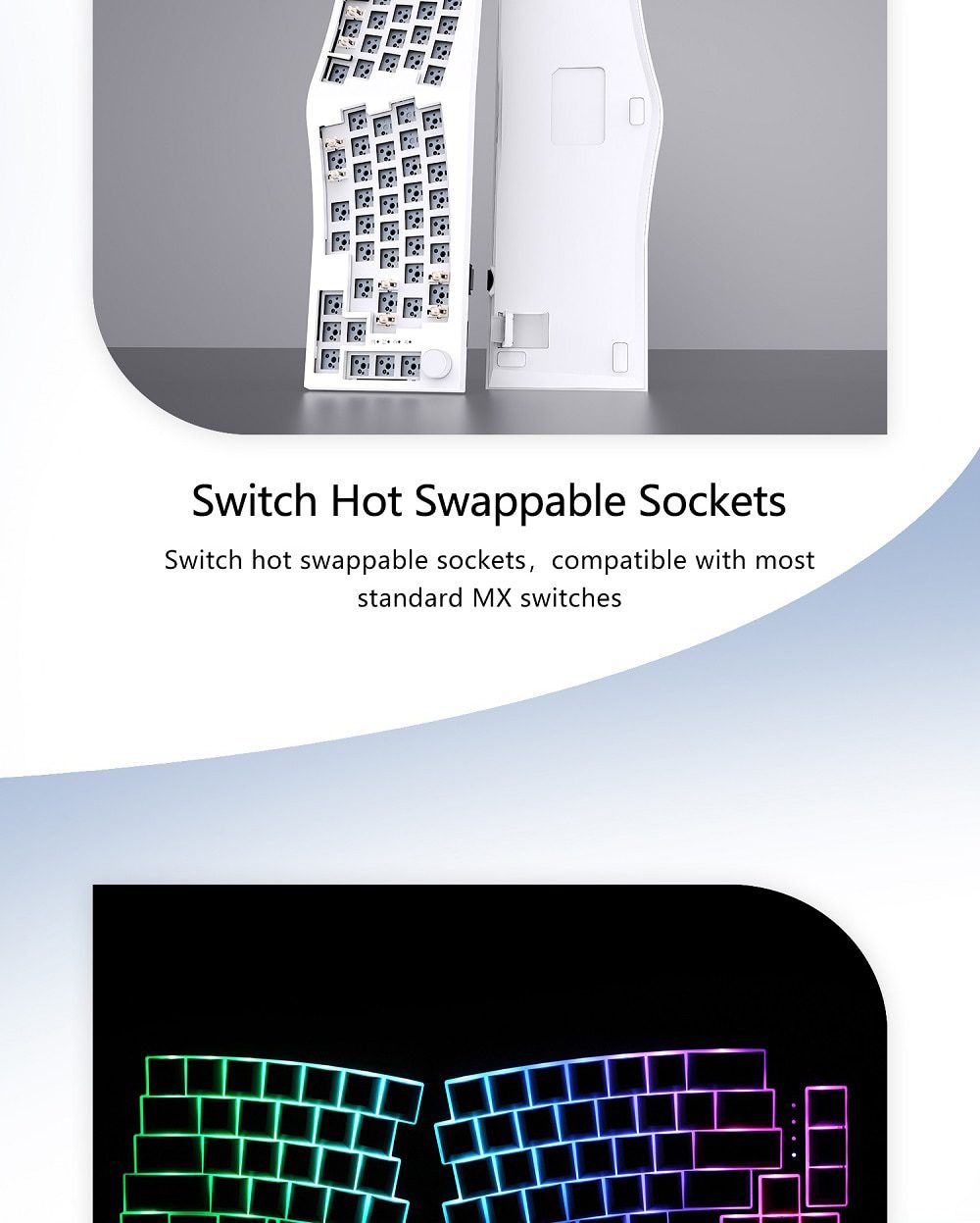 Feker Alice 80 3 Mode Wireless 80% Mechanical Keyboard kit hot swappable switch lighting effects RGB led type c 2.4G BT Ergo Kit Feker Alice 80 3 Mode Wireless 80% Mechanical Keyboard kit hot swappable switch lighting effects RGB led type c 2.4G BT Ergo Kit