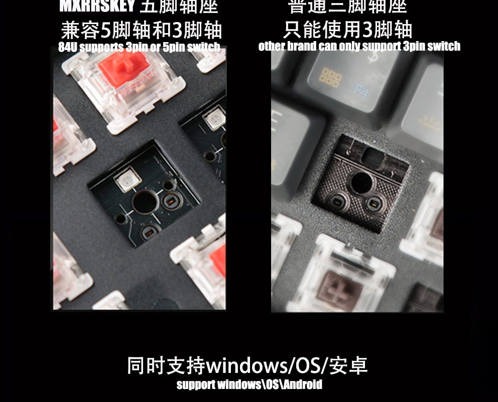 MXRSKEY 84U 84 key dual mode Mechanical Keyboard 75% lighting effect RGB Bluetooth 5.0 switch led type c software macro MXRSKEY 84U 84 key dual mode Mechanical Keyboard 75% lighting effect RGB Bluetooth 5.0 switch led type c software macro