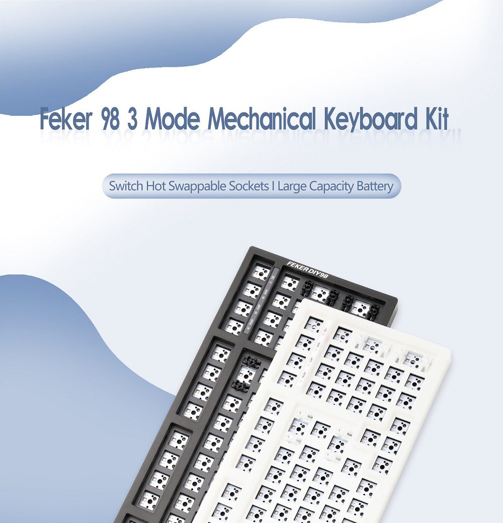 Feker 98 3 Mode Wireless 98% Mechanical Keyboard kit hot swappable switch lighting effects RGB led type c 2.4G BT Feker 98 3 Mode Wireless 98% Mechanical Keyboard kit hot swappable switch lighting effects RGB led type c 2.4G BT