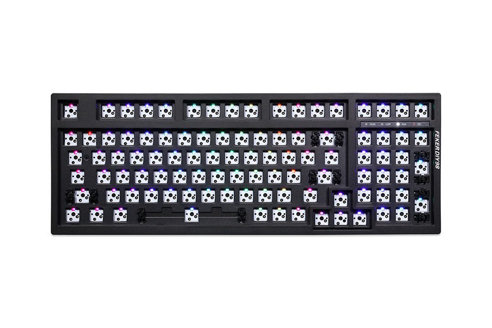 Feker 98 3 Mode Wireless 98% Mechanical Keyboard kit hot swappable switch lighting effects RGB led type c 2.4G BT Feker 98 3 Mode Wireless 98% Mechanical Keyboard kit hot swappable switch lighting effects RGB led type c 2.4G BT