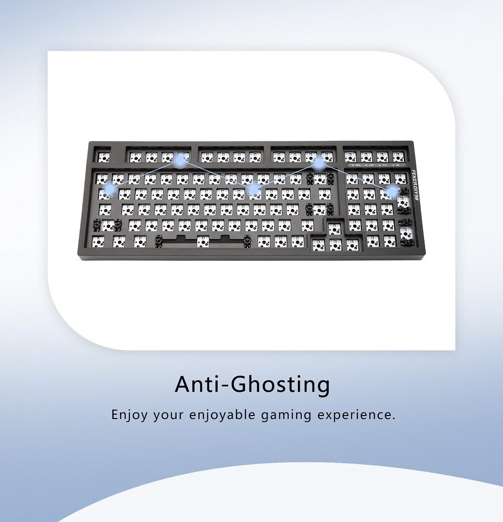 Feker 98 3 Mode Wireless 98% Mechanical Keyboard kit hot swappable switch lighting effects RGB led type c 2.4G BT Feker 98 3 Mode Wireless 98% Mechanical Keyboard kit hot swappable switch lighting effects RGB led type c 2.4G BT