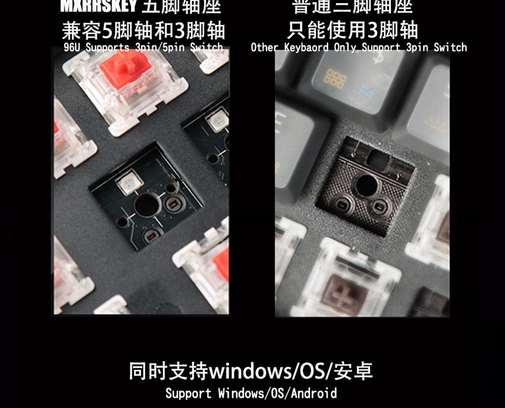 MXRSKEY 96U 96 key dual mode Bluetooth 5.0 Mechanical Keyboard lighting effect RGB switch led type c software macro MXRSKEY 96U 96 key dual mode Bluetooth 5.0 Mechanical Keyboard lighting effect RGB switch led type c software macro