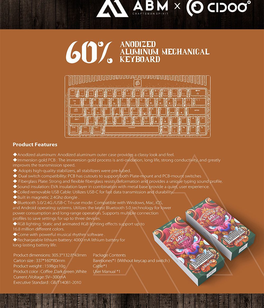 ABM64 ABM 64 Anodized Aluminum Mechanical Keyboard Kit 60% Hot Swappable Switch Bluetooth 5.0 2.4G Cable Mode RGB Led Type c ABM64 ABM 64 Anodized Aluminum Mechanical Keyboard Kit 60% Hot Swappable Switch Bluetooth 5.0 2.4G Cable Mode RGB Led Type c