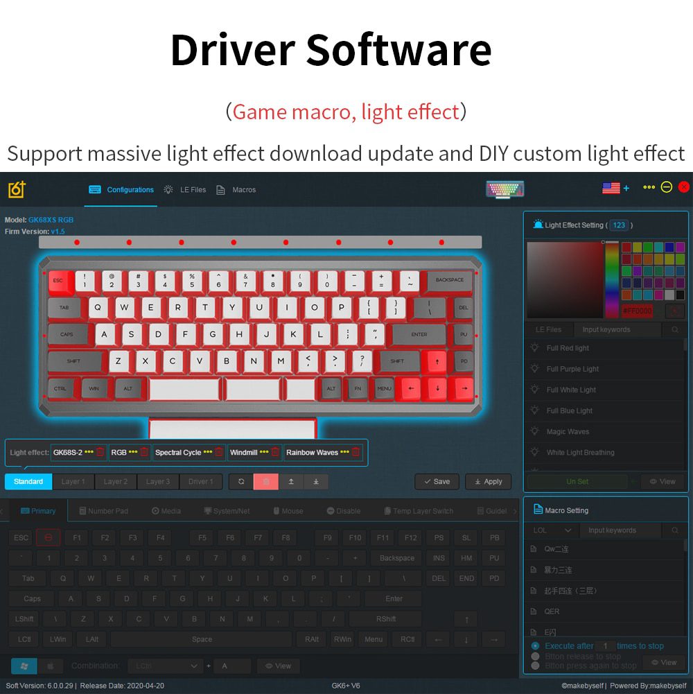 gk68xs gk68x gk68 hot swappable bluetooth wire wireless dual mode Custom Mechanical Keyboard rgb switch leds type c has software gk68xs gk68x gk68 hot swappable bluetooth wire wireless dual mode Custom Mechanical Keyboard rgb switch leds type c has software