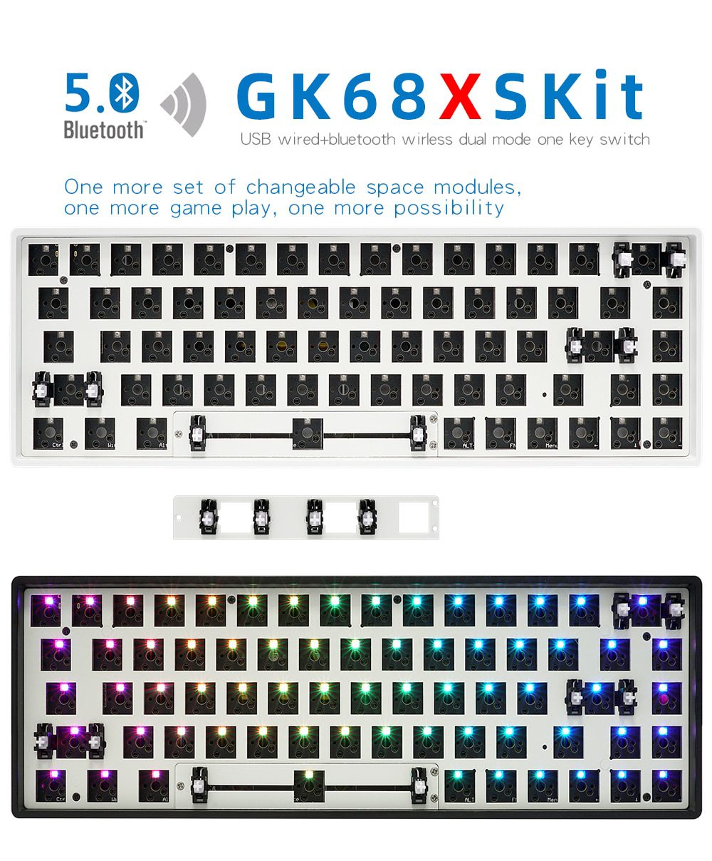 gk68xs gk68x gk68 hot swappable bluetooth wire wireless dual mode Custom Mechanical Keyboard rgb switch leds type c has software gk68xs gk68x gk68 hot swappable bluetooth wire wireless dual mode Custom Mechanical Keyboard rgb switch leds type c has software