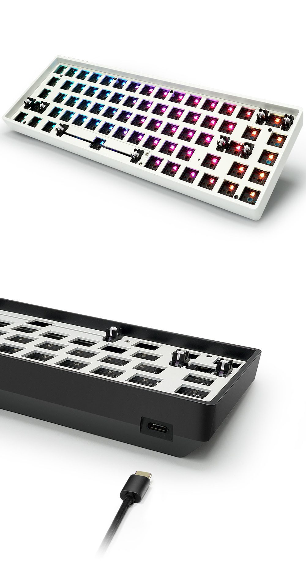 gk68xs gk68x gk68 hot swappable bluetooth wire wireless dual mode Custom Mechanical Keyboard rgb switch leds type c has software gk68xs gk68x gk68 hot swappable bluetooth wire wireless dual mode Custom Mechanical Keyboard rgb switch leds type c has software