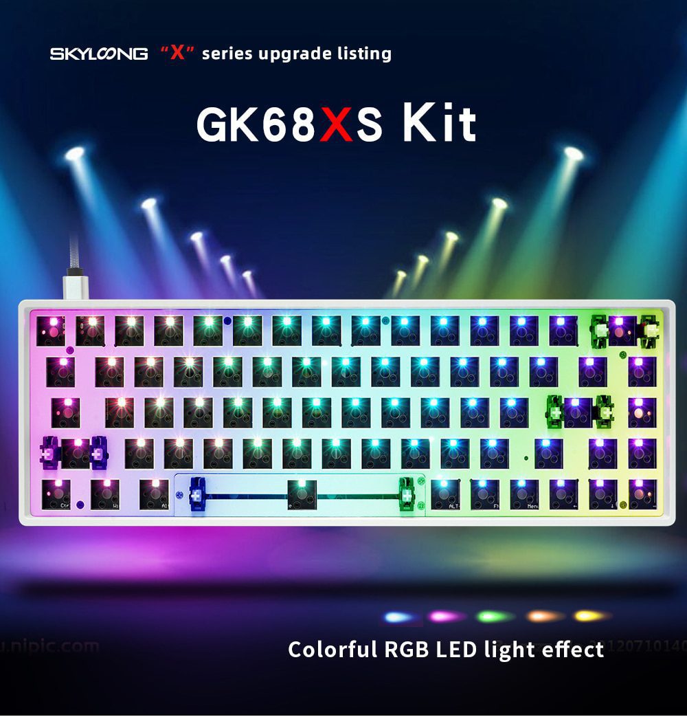 gk68xs gk68x gk68 hot swappable bluetooth wire wireless dual mode Custom Mechanical Keyboard rgb switch leds type c has software gk68xs gk68x gk68 hot swappable bluetooth wire wireless dual mode Custom Mechanical Keyboard rgb switch leds type c has software