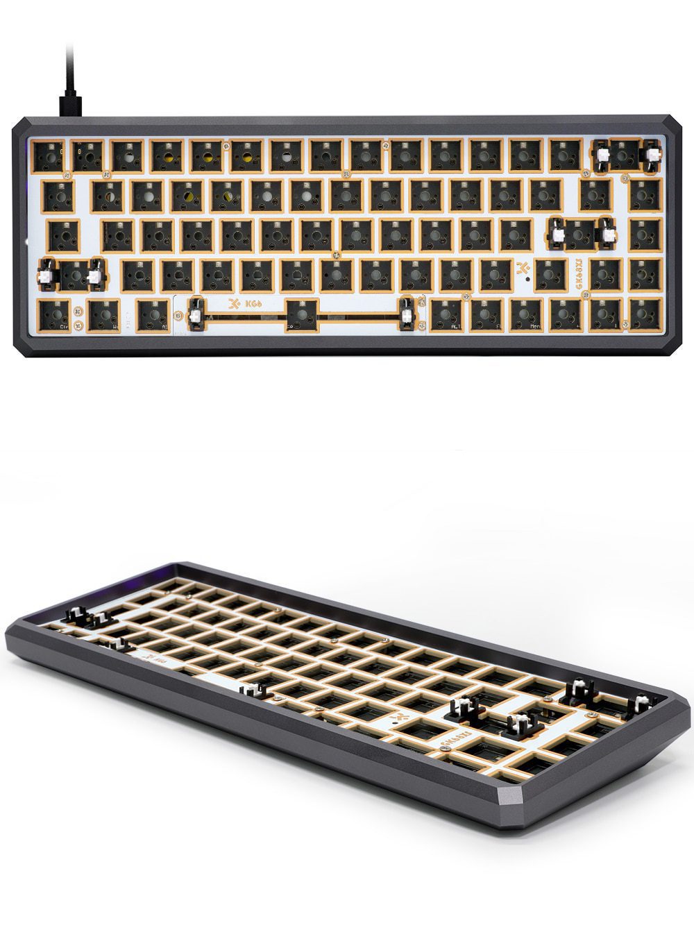 gk68xs gk68x gk68 hot swappable bluetooth wire wireless dual mode Custom Mechanical Keyboard rgb switch leds type c has software gk68xs gk68x gk68 hot swappable bluetooth wire wireless dual mode Custom Mechanical Keyboard rgb switch leds type c has software