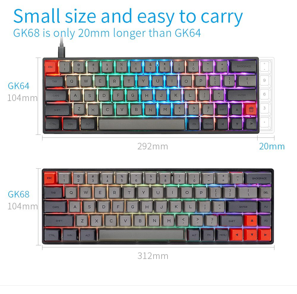 gk68xs gk68x gk68 hot swappable bluetooth wire wireless dual mode Custom Mechanical Keyboard rgb switch leds type c has software gk68xs gk68x gk68 hot swappable bluetooth wire wireless dual mode Custom Mechanical Keyboard rgb switch leds type c has software
