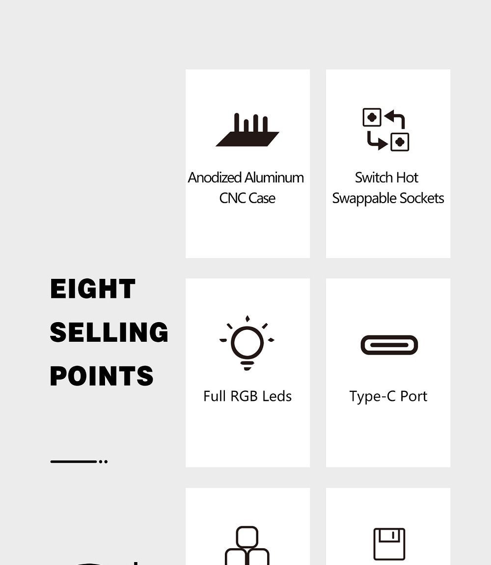 DOPOKEY 61 Mechanical Keyboard Kit 61 key 60% PCB CNC CASE hot swappable switch lighting effects with RGB switch led type c