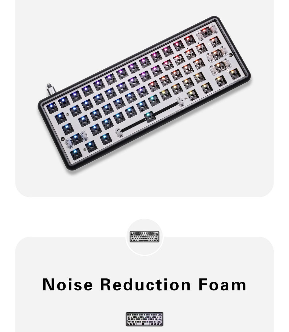DOPOKEY 61 Mechanical Keyboard Kit 61 key 60% PCB CNC CASE hot swappable switch lighting effects with RGB switch led type c