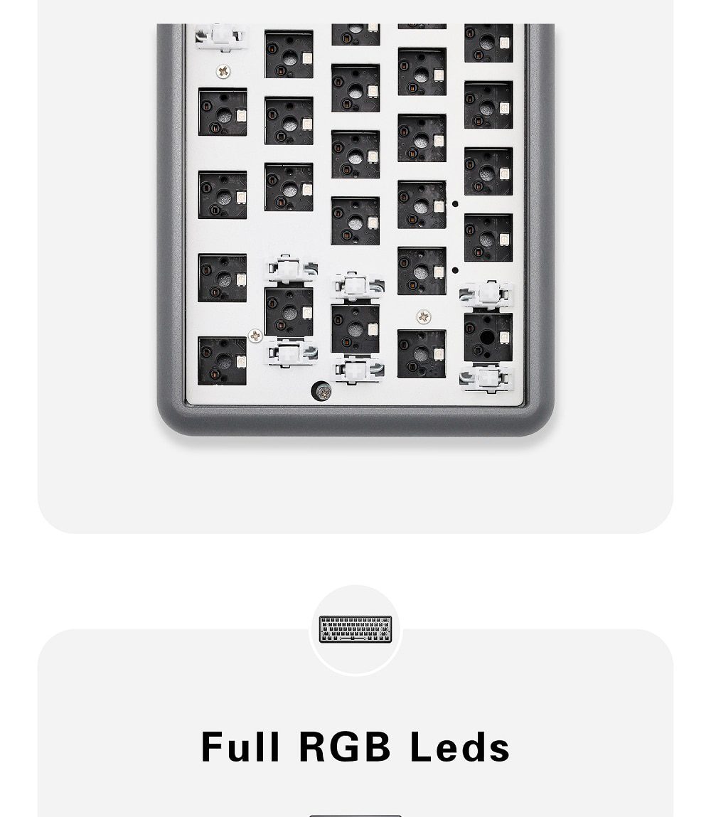 DOPOKEY 61 Mechanical Keyboard Kit 61 key 60% PCB CNC CASE hot swappable switch lighting effects with RGB switch led type c