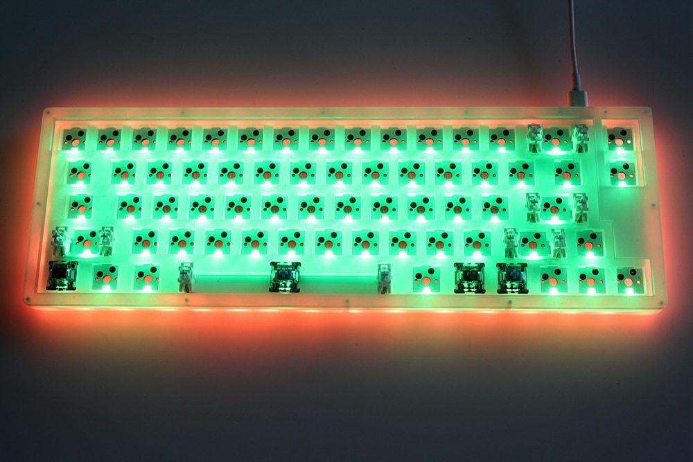hot swappable YC66 pcb Custom Mechanical Keyboard rgb smd switch leds type c usb port  with acrylic case rgb side light